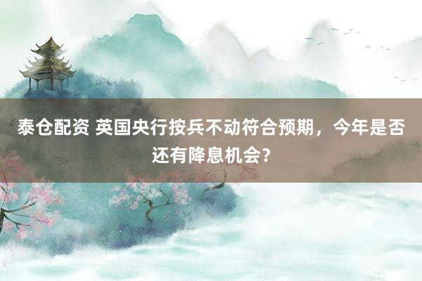 泰仓配资 英国央行按兵不动符合预期，今年是否还有降息机会？