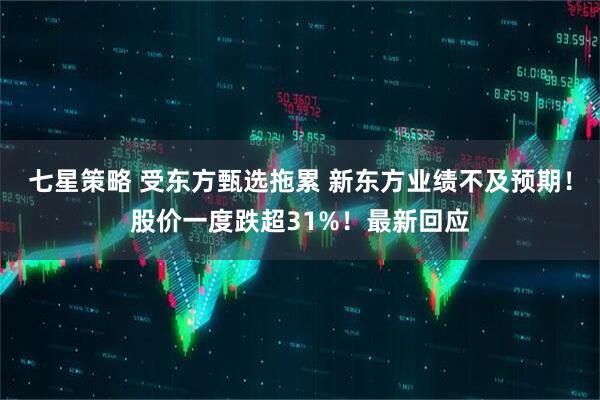七星策略 受东方甄选拖累 新东方业绩不及预期！股价一度跌超31%！最新回应