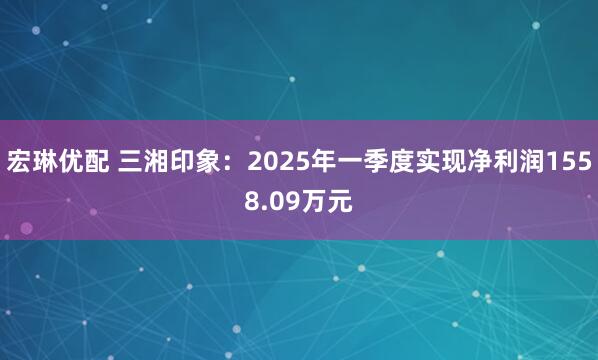 宏琳优配 三湘印象：2025年一季度实现净利润1558.09万元